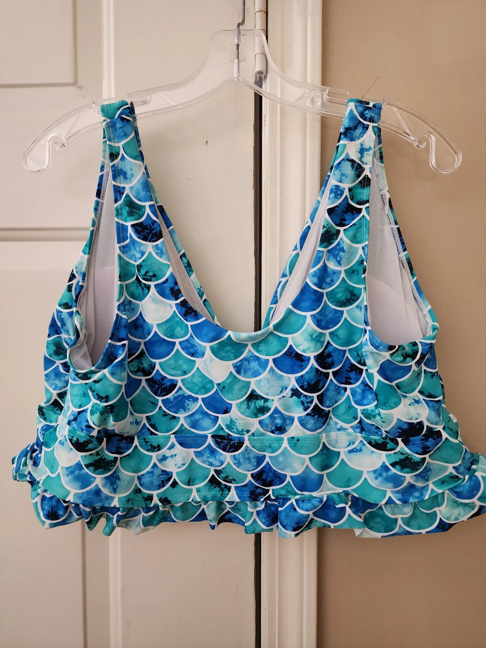 Torrid Blue Teal Mermaid Scale Swimsuit Top 3